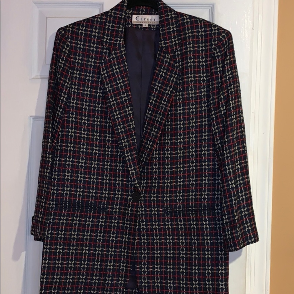 Career Essentials blazer, red, white, blue